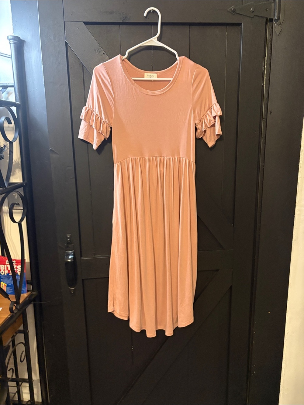 Maeve Ruffle Sleeve Midi Dress in Dusty Rose